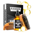 Beard Kit by Ranger Grooming Company by Leven Rose, 100% Organic Natural Fragrance Free Unscented Beard Oil, Boar Bristle Beard Brush, Natural Wood Comb Care Starter Set for Men