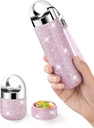 Zannaki Metal Bling Pill Organizer, Travel Waterproof Weekly Pill Box, Portable Large Aluminum Loy Pill Case Container, BPA Free 7 Day Medicine Organizer Hoder for Vitamin, Fish Oil, Suplemen
