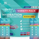 Electrolyte Powder Sugar- Free Hydration Packet Variety Pack HydroMATE 16 Sticks