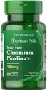 Puritan Pride Chromium Picolinate 500 Mcg Yeast Free, 100 Count