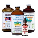 LIQUIDHEALTH Women 's Health & Vitality Daily Liquid Liquid Bundle with Prenatal / Postnatal Multivitamin, Calcium & Magnesium, Daily Multi Mineral, & Organic Vitamin B12 Drops - USA Making, Non-GMO