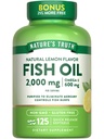 Nature 's Truth Omega 3 Minyak Ikan 2000 mg 124; 125 Liquid Softgeels 124; Burpless, Lemon Flavor Pil 126; Non-GMO dan Gluten Free Suplemen