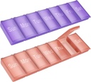 Weekly Pill Organizer, 2 Pack Large Daily Vitamin Pill Box, Portable Travel Friendly 7 Day Pill Containers Medicine Holder, Handbag Outdoor Camping Small Case for Suplemen Fish Oill