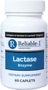 RELIABLE 1 LABORIES Lactase Enzyme Dietary Suplemen (60 Caplets, 1 Botol) - Membantu Mencegah Gas, Bloating dan Diare dari Susu Berdasarkan Produk