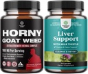 Bundle of Horny Goat For Men - Extra Power Male Supplement for Stamina & Energy and Liver Cleanse Detox & Repair - Silymarin Milk Thistle with Dandelion Root Beetroot Extract