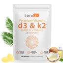 Newseel Vitamin D3 K2 Kapsul, D3 & K2 Vitamin Suffels, Vitamin D3 dan K2, D3 Suplemen, Pengisian K2 D3 Koconut Minyak Softgels (120)