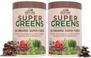 COUNTRY FARMS Super Greens Chocolate Flavor, 50 Organic Super Foods, USDA Organic Drink Mix, Fruits, Vegetable, Super Greens, Mushrooms & Progories, Support Energy, 40 Servis, 10,6 Oz, 2 Pack
