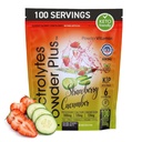 PowderVitamin Electroltes Powder Plus (100 pelayan) Strawberry Cummerber Electrolite Powder Zero Calorie Keto, 0Sugar, No Maltodextrin, 1000mg Potasium, 120mg Calcium, 120mg Magnesium, Powder Hidration