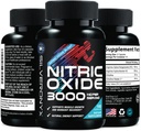 Tambahan Tenaga Nitric Oxide 3X Kekuatan L Arginine, Citrulline Malate, AAKG, Beta Alanine - Premium Otot Pendukung Nitric Booster - Natural Energy & Heart Health Support - 180 Capsules