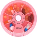 INVODA Weekly Pill Organizer 7 Compating Pill Box for Daily Medication & Vitamin - Portable Case Pill Fish Oil Suplemen Vitamin (Pink)
