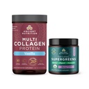 Nutrition kuno Multi Collagen Protein Powder, Vanilla, 24 Servis + Organic Supergreens Powder, Berry, 12 Servis