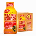 Vitamin Energy Immune + Extra Energy Shot - Orange Burst - 100% DV B- Vitamin & 260mg Caffeine - Zero Calories, Sugar- Free, Vegan, - Imunity & Energy Dukungan - 1.93 lf oz, 4- Pack