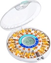 Daviky Otomatis Pill Dispenser untuk Yang Mulia dengan Alarm, 28-Day Elektronik Mengunci Kotak Pil, Suara & Light Pengingat untuk Pengobatan, Vitamin, dan Suplemen Orange