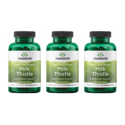 Swanson Milk Thistle - Herbal Liver Supplemen - Natural Formula Membantu Menjaga Overall Health & Wellsing - (100 Kapsul, 500mg Masing-masing) 3 Pack