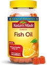 Nature Made Oil Omega 3 Gummies, Omega 3 Fish Oil Suplemen, Dukungan Hati Sehat, 150 Gummies, 75 Hari Supply