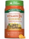 Nature 's Truth Vitamin D3 Gummies 124; 2000 IU 124; 70 Count 124; Pineapple Flavor 124; Vegetarian, Non- GMO dan Gluten Free Suplemen
