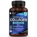 Pure Marine Collagen 100% Marine Collagen Type 1 1300mg - Collagen Collagen Peptides Diperluas dengan Acid Hyaluronic & Vitamin C, Supplemen Perempuan dan Pria, 60 tablet