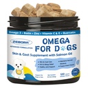 Omega 3 for Dogs with Salmon Oil, Fish Oil for Dogs Skin and Coat Relilement, Dog Allergy Treatment Hot Spot, Anti Shedding, Hip & Joint Support with EPA & DHA, Biotin, Vitamin E