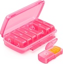 Weekly Pill Organizer 2 Times sehari dengan Moisture- Design, Pink AM PM Pill Box 7 Day untuk Easy Filling Case for Travel, Large Pill Holder for Vitamin, Fish Oil, Supplemen