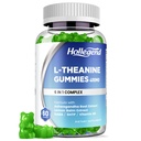 L- Theanine Mimmies, l 'theanine 400mg dengan Ashwagandha, GABA, 5HTP, L- Theanine Chewable Supplement for Relax, Zzz & Focus Duck, Vegan, Lemon Flavor, 60 Counts