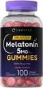 Carlyle Melonatin 5mg Gummies 124; 100 Count 124; Berry Flavor 124; 100% Narkoba Bebas 124; Non-GMO, Gluten Free Suplemen