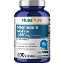 NusaPure Magnesium Malate 1350mg 200 Veggie Capsules (Vegan, Non- GMO, Vegan)