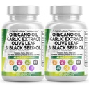 Bersihkan Nutraceuticals Oregano Oil Ekstrak Minyak Bawang Zaitun Leaf Benih Hitam - Imune Dukungan & Digetical Kesehatan untuk Perempuan dan Pria dengan Vitamin D3 & Zinc - 2Pack