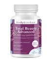 Body Kitchen Total Beauty Advanced, Contains Equastin, Keratin, Biotin dan Hyaluronic Acid, Supports Hair Growth, Skin Renewal, Nail Kekuatan, Veggie Caps, 90 Count