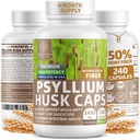 N1N Premium Psyllium Husk Capsules [All Natural, 1450 MG] Suplemen Serba Soluble yang kuat untuk mendukung Regularitas dan Kesehatan Digetical, 240 Caps
