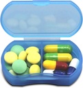 Pill Case for Purse Small Pill Organizer Portable Travel Pill Containers AM & PM Mini Pill Box Vitamin, Fish Oil, Supplemen Holder (Biru)