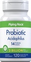 Piping Rock Probiotic Acidophilus capsules for Women and Men 124; 3 Milyar Live Cultures 124; 120 Pistls 124; 14 Strains Suppplemen 124; Non-GMO, Gluten Free