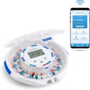 Live Fine Smart WiFi Auto Pill Dispenser Clear Lid 124; 28-Day Medication Organizer Up to 9 Doses Per Day for Care Monitoring with Lock Key, Light / Sound Alarms for Prescription & Vitamins