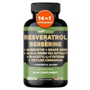 Gade Nutrition Resveratrol Berberine Quercetin Benih Grape Extract Green Tea Extract N- Acetyl Cysteine - 14 dalam 1 Suplemen Kompleks untuk Perempuan & Pria dengan PowerAntioksidants - Dibuat di USA