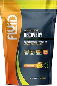 Fluid Recovery, Post-Workout Drink Mix, Whey Isolat Protein, L- Glutamine, Carbs, All Natural Ingredials, Gluten- Free, Lactoe- Free (Tropical Fruit)