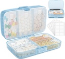 FYY Weekly Pill Organizer dengan Label, 8 Comments Travel Daily Pill Case Airtight Moistureproof Kotak Pil Besar untuk menahan Vitamin, Minyak Ikan, Suplemen, Cotton Swab dan Bandags-Blue