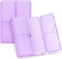 FYY Daily Pill Organizer, 7 Comparts Pill Case Travel Pill Organizer, [Folding Design] Pill Box for Purse Pocket to Hold Vitamin, Cod Liver Oil, Suplemen dan Medication- Clear Purple