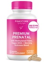 Pink Stork Premium Prenatal Vitamin for Women - Organic Whole-Food Ingredients, Multivitamin & Progories - Morning Sickness, Ditraffic, & Energy - Fule, B6, & Iron - 60 Kapsul