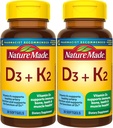 Nature Made Vitamin D3 K2, 5000 IU (125 mcg) Vitamin D, Dietary Suplemen Bone, Teeth, Muscle and Immune Health Dukung, 30 Softgel, 30 Hari Supply - Paket 2