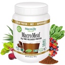 MacroLife Companals MacroMeal Chocolate Protein Powder Prefood Greens Progories + Fiber, Immune Energy Digetial Entials for Women & Men Gluten- Free - 23.8oz (15 Servings) Chocolate
