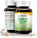 Lovita Odorless Bawang putih Capsules, 5000mg Fresh Requality, 1.25% Ekstrak Allitin, Supports Heart, Blood Pressure, Cholesterol & Ammune System, Non-GMO, Gluten- Free, 60 Vegan Capsules