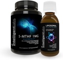 Lab Cerdas 2-in- 1 Bundle dari 500MG Liposal Glutathione (Suplemen Antioksidant Liquid) dan 1MG 5- MTHF Methylfolate sebagai Quatrefolic Acid ® (MTHFR Tambahan Methylation Dukungan)