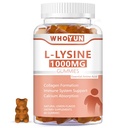 L- Lysine 100mg Gummies, Suplemen Lysine Chewable untuk Dewasa, Dukungan Imune, Dukungan Formasi Collagen, Lemon Flavor, 60 Count