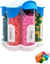 Extra Large Pill Organizer Daily, Weekly, Monthly Suplement Bottle, Cute Blossom Pill Discenser dengan 7 XL Comment, Easy- Open Pill Box for Vitamin, Medications, Label Included (Blue)