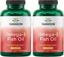 Swanson Omega 3 Fish Oil Suplement Heart Brain and Joint Dukung GMO-Free EFAs 180 mg EPA Plus 120 mg DHA 150 Softgel Capsules Lemon Flavor (2 Pack)