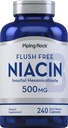 Piping Rock Niavin 500mg 124; Flush Free Aver4; 240 Capsules 14; Vitamin B3 Suplemen 126; Non-GMO, Gluten Free