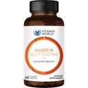 Vitamin World Digest-13 Multi- Enzyme, 1010mg Digetical Enzymes Blend with Amylase, Bromelain, Papain & pase for Ditraffic and Absorpsi, Digeply Enzymes for Bloating & Gas, 60 Caplets