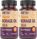 DEVA Vegan Vitamin, Borage Oil 500mg, Sumber dari Omega- 6 Fatty Acid GLA (Acid linolenic Gamma), Cold- Menekan & Unfure, 90 Tablet (Paket 2)