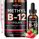 Vitamin B12 cairan Drops, B12 vitamin 5000 mcg, Vitamin B Kompleks dengan Methylcobalamin B12 Sublingual, Vitamin B6, Felope for Energy, Brain, Heart Health, Vegan Strawberry Flavor 2 Fl Oz