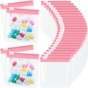 24 Pieces Pill Pouch Bags Zippered Pill Pouch Set Reusable Translucent Medicine Organizer Self Sealing Medicine Bag Plastic Pill Bags dengan Slide Lock Pill Bags for Pills (Light Pink)