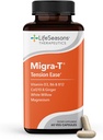 LifeSeasons Migrad- T with Relieve- R - Migraine Prevention & Relief Suplement - Dure Light Sound & Odor - Feverfew, White Willow, Magnesium Ginger & CoQ10